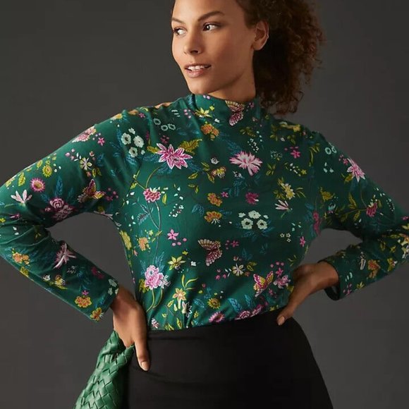 Anthropologie Maeve Printed Turtleneck Top XS new with tag - Picture 4 of 11